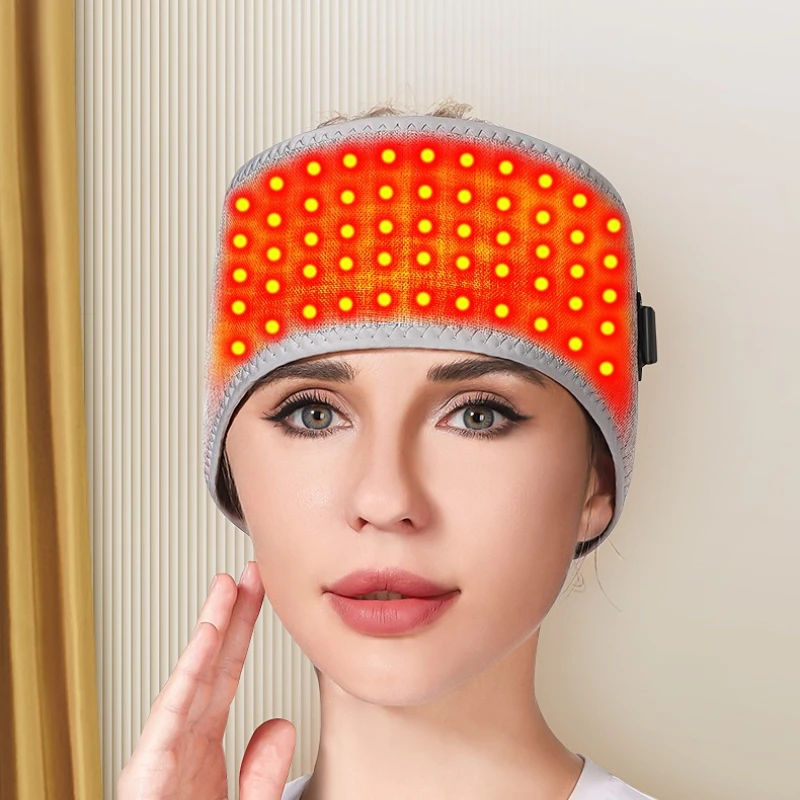 

Массажер для головы с полным охватом, светотерапия красным светом, 3 режима нагрева, облегчение мигрени, снятие умственной усталости, снижение стресса, унисекс, нагреваемая повязка на голову