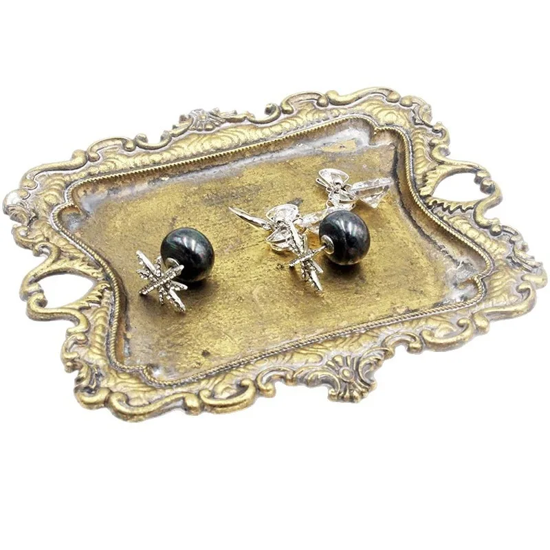 European Retro Old Large Jewelry Tray Ring Rack Jewelry Storage Tray Jewelry Tray Dressing Table Desktop view 3