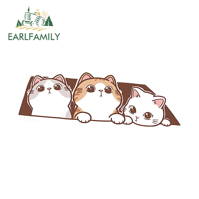 

EARLFAMILY 13cm × 4.3cm for Three Kitten Cartoon Car Design Lovely Windshield Car Stickers Vinyl Car Wrap Decals Air Conditioner