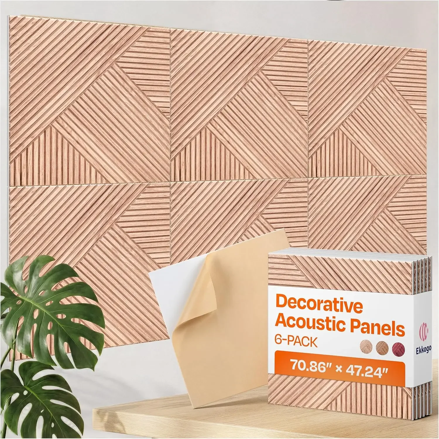 XL Acoustic Wall Panels 6-Pack Decorative Acoustic Panels High Density Sound Absorbing Wall Art 70.86X47.24 Inches