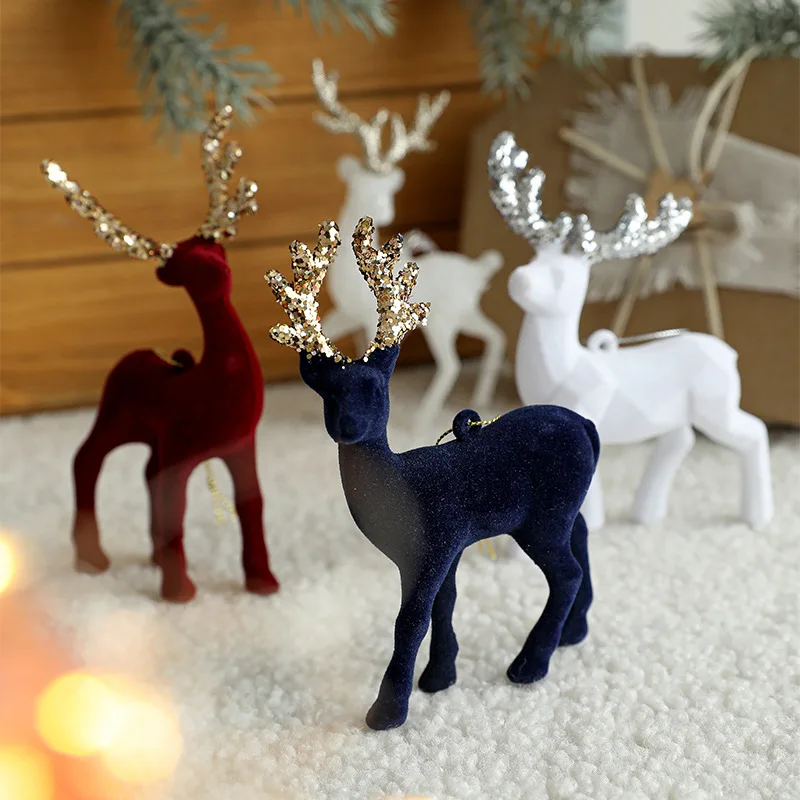 

Popular Elk Ornament Practical Christmas American Snow Hot Selling Deer Plastic Pendant Plush Atmosphere Decoration