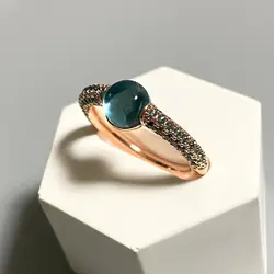 Anello 33 colori 6mm rotondo stile caramella anello intarsio topazio blu zircone anello di cristallo per le donne anello di caramelle regalo di compleanno