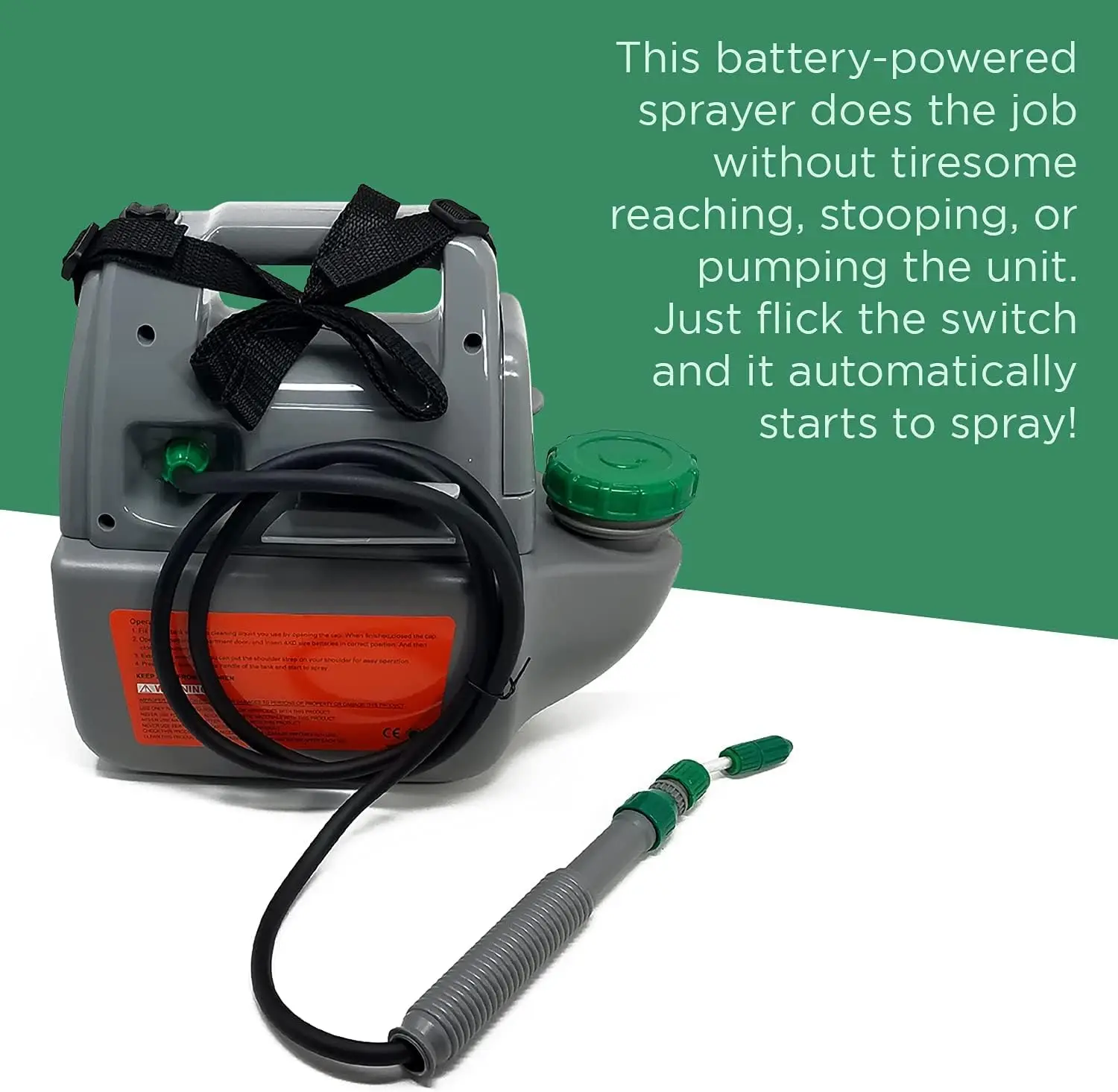 1-Gallon Battery-Powered Garden Sprayer with Telescoping Wand and Shoulder Strap, Portable Plant, Lawn and Weed Sprayer