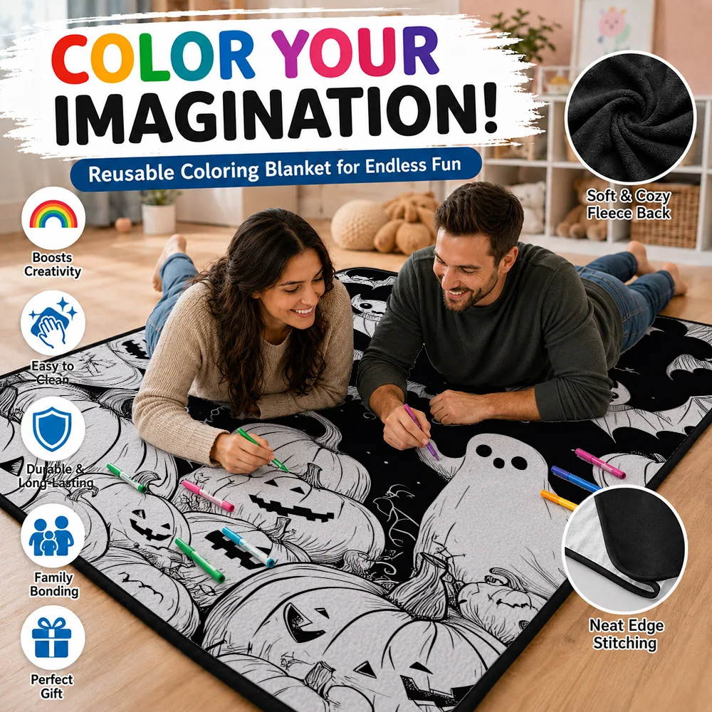 Halloween Hot Sale DIY Children's Graffiti Blanket Coloring Blanket Parent-child Activity Drawing Anime Blanket
