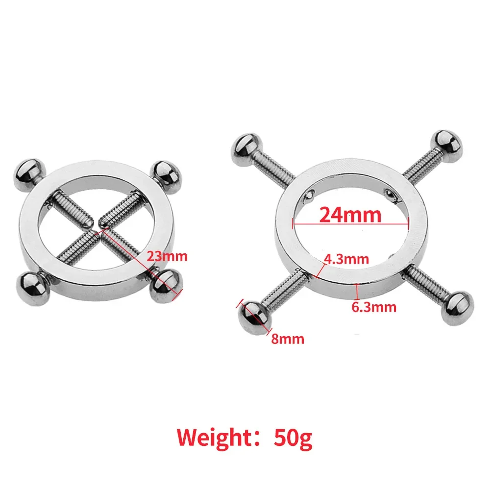 Pinzas cruzadas de acero inoxidable para pecho, Juguetes sexuales para pareja, pinzas ajustables para pezones, estimulador de senos, masaje para mujer y hombre gay