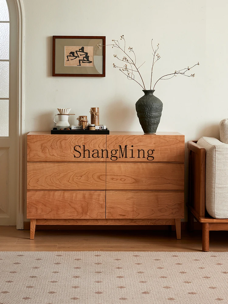 

LXY Solid Wood Living Room Storage Bucket Cabinet Cherry Wood Locker Living Room Bedroom Drawer Cabinet