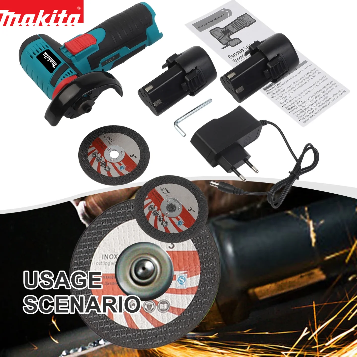 

Makita battery 12v Mini Angle Grinder Rechargeable Grinding Tool Polishing Grinding Machine