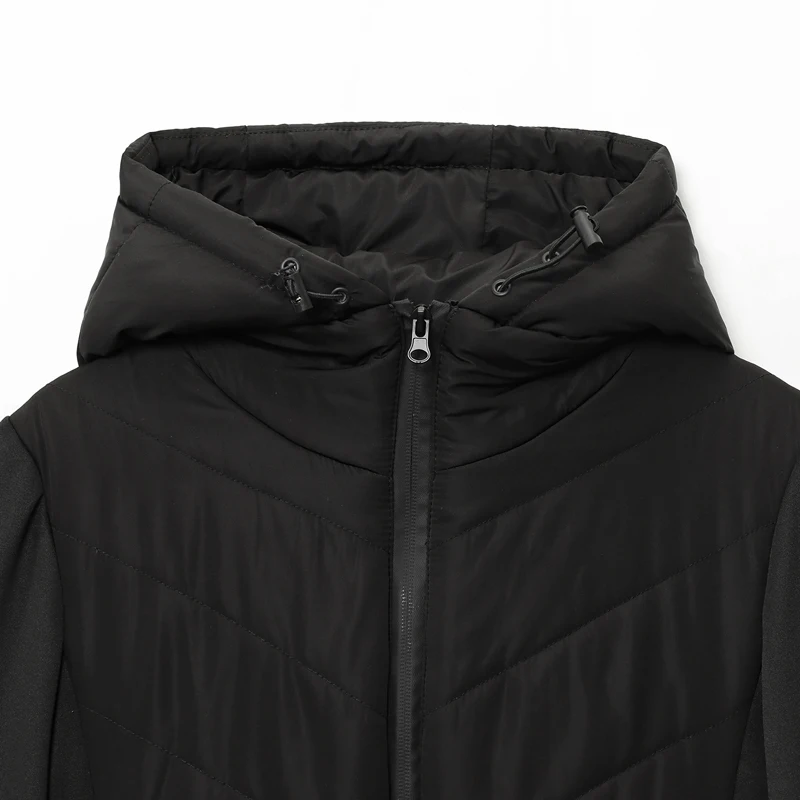 Jaqueta feminina preto inverno 2025 novos casacos e jaquetas ao ar livre com capuz senhora zip-up leve acolchoado jaquetas popular streetwear