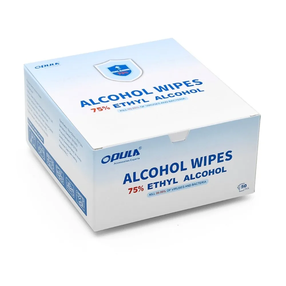 50Pcs Individually Wrapped Alcohol Prep Pads 75% Sterile Disposable Wipes Hand Sanitizing Portable First Aid Cleaning