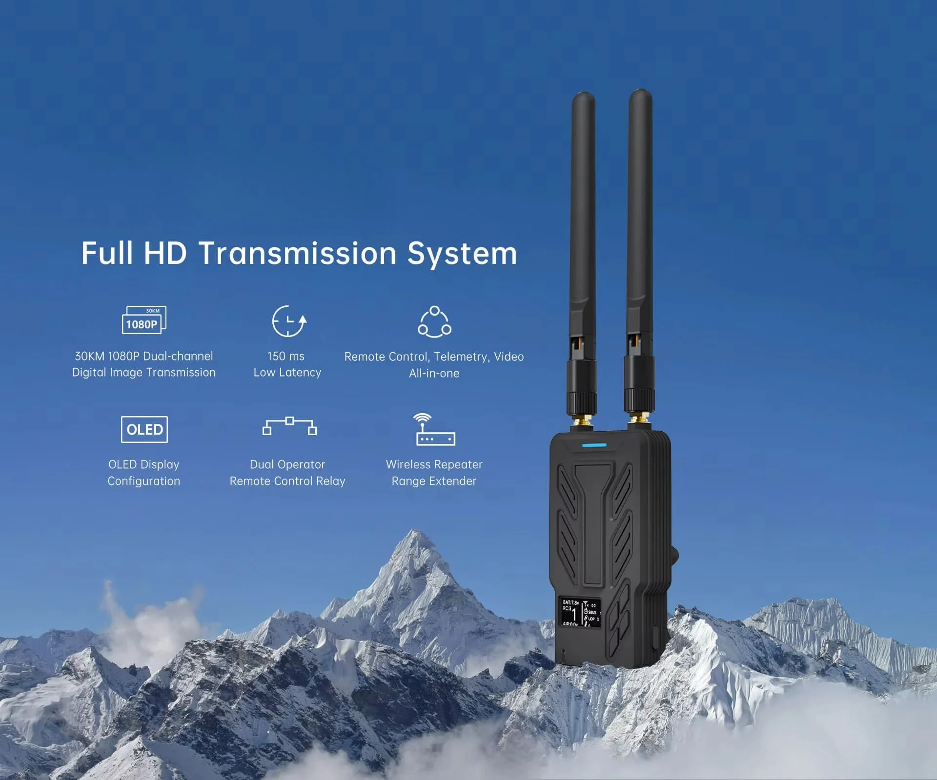 30KM Remote Low Delay SIYI HM30 HD Digital Map Transmission System  FPV for Fixed Wing UAV