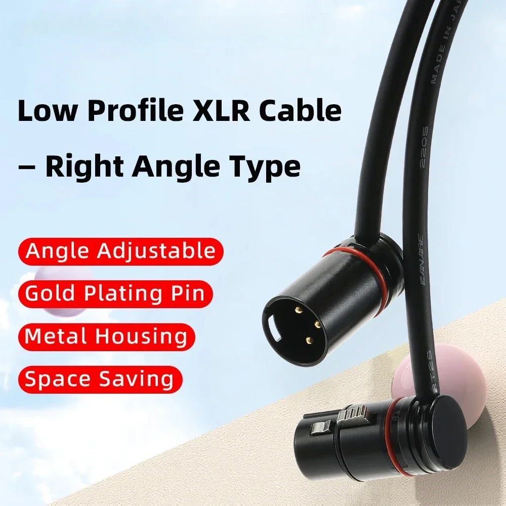 90 Degree L‑Shape XLR Male to Female Short Microphone Cable for Mic Mixer  Stage Audio Device