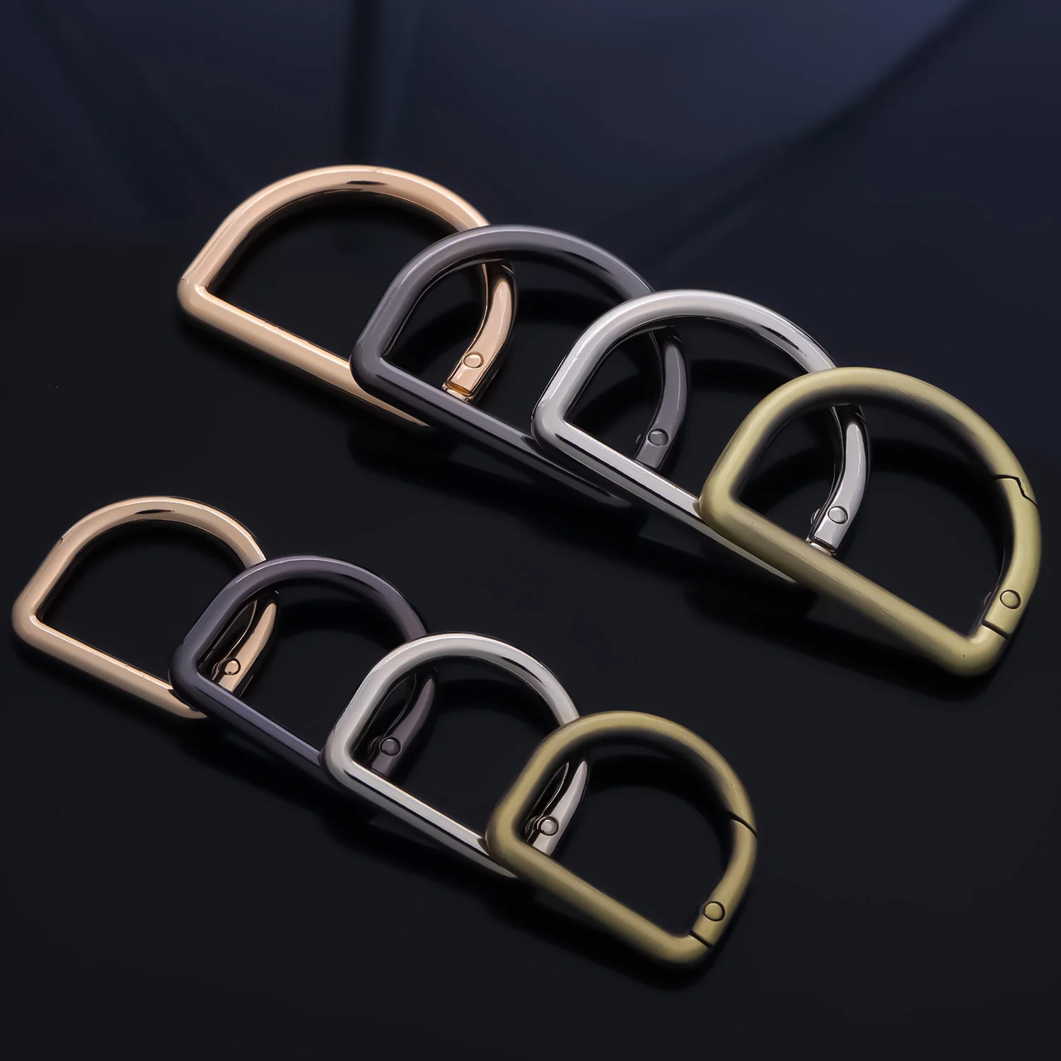 5Pcs D Spring Snap Hook, Metal Keychain Spring, Backpack Clips, Key Chain Hooks for Webbing Buckle, Keyrings, Purse Chain