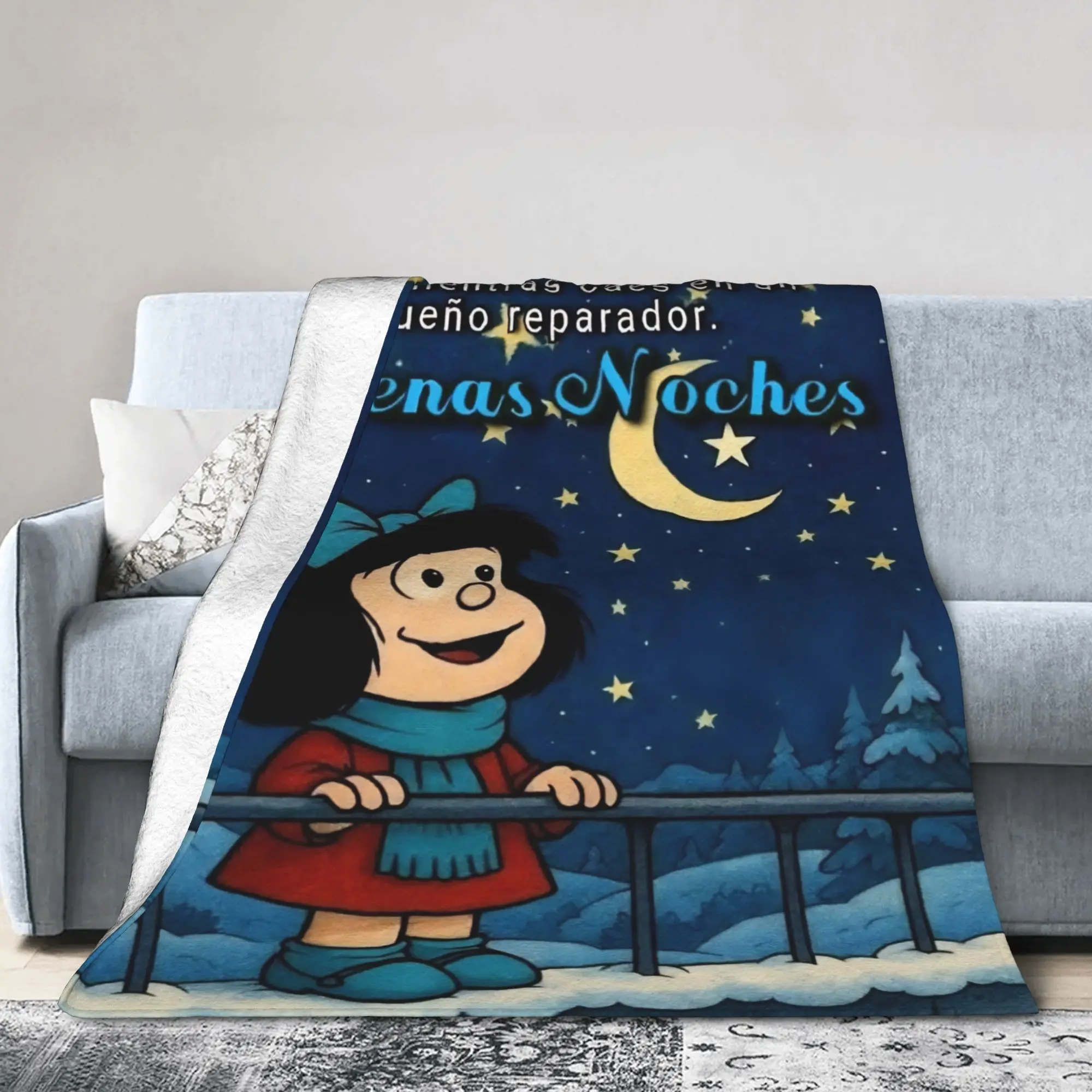 Mafaldas Moon Star Blanket Plush Awesome Warm Throw Blankets for Coverlet Decoration