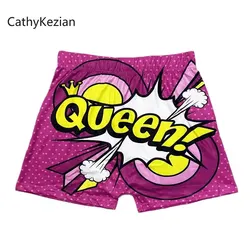 Women Shorts Sleep Bottoms Pajamas Boxers Purple S M L Painted Design Cartoon Queen Print Casual Sports Fitness Sleep