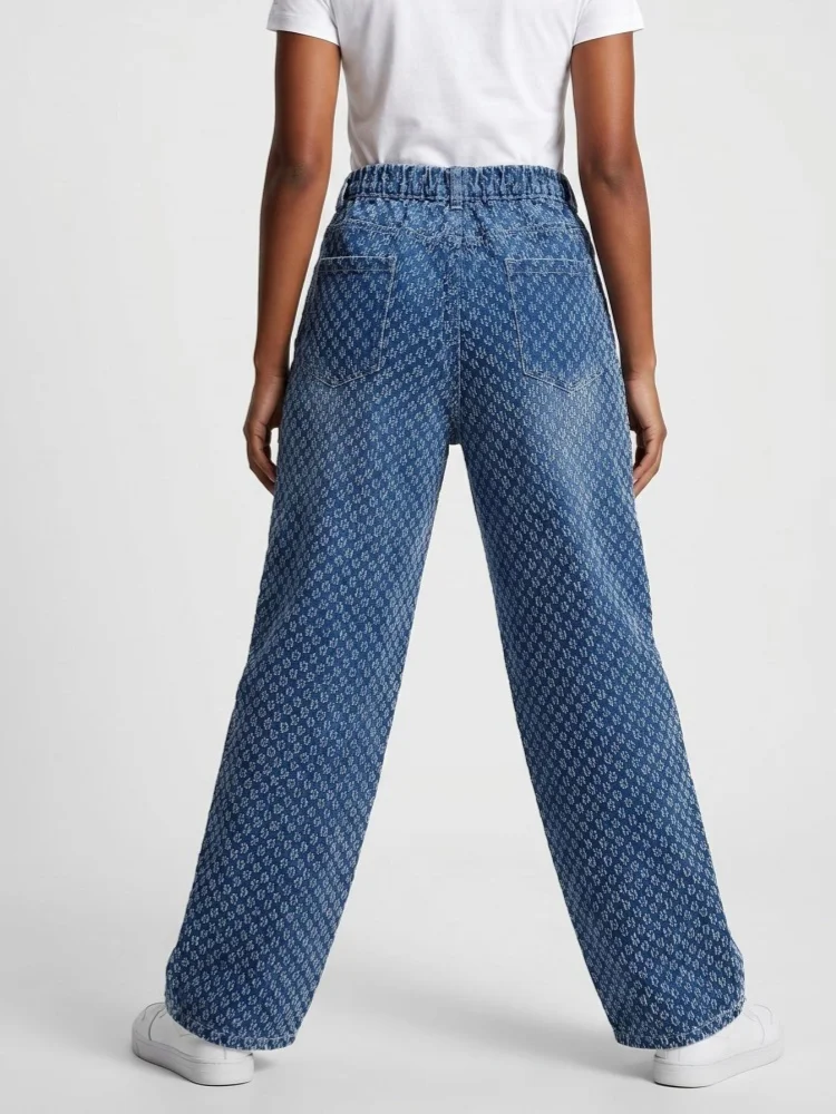 2026 Ropa Y2K Fashion Washed Blue Baggy Women's Stacked Jeans Pants For Woman Clothing Wide Leg Loose Fit Gothic Denim Trousers