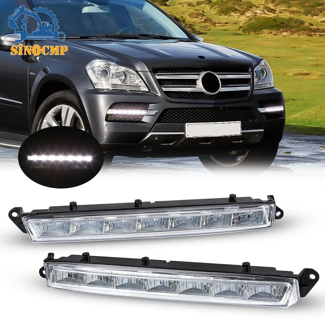 

2Pcs LED DRL Daytime Running Light 1649060351 1649060451 A1649060351 A1649060451 For Mercedes Benz X166 X164 GL350 GL500 GL550