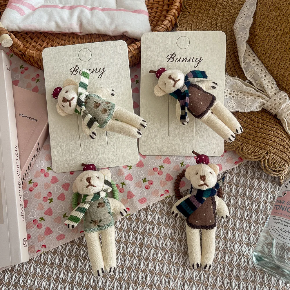 

Новая детская мультяшная объемная заколка-медведь, повязка для волос, милый шарф-медведь, украшение для волос, резинка для хвоста, женская