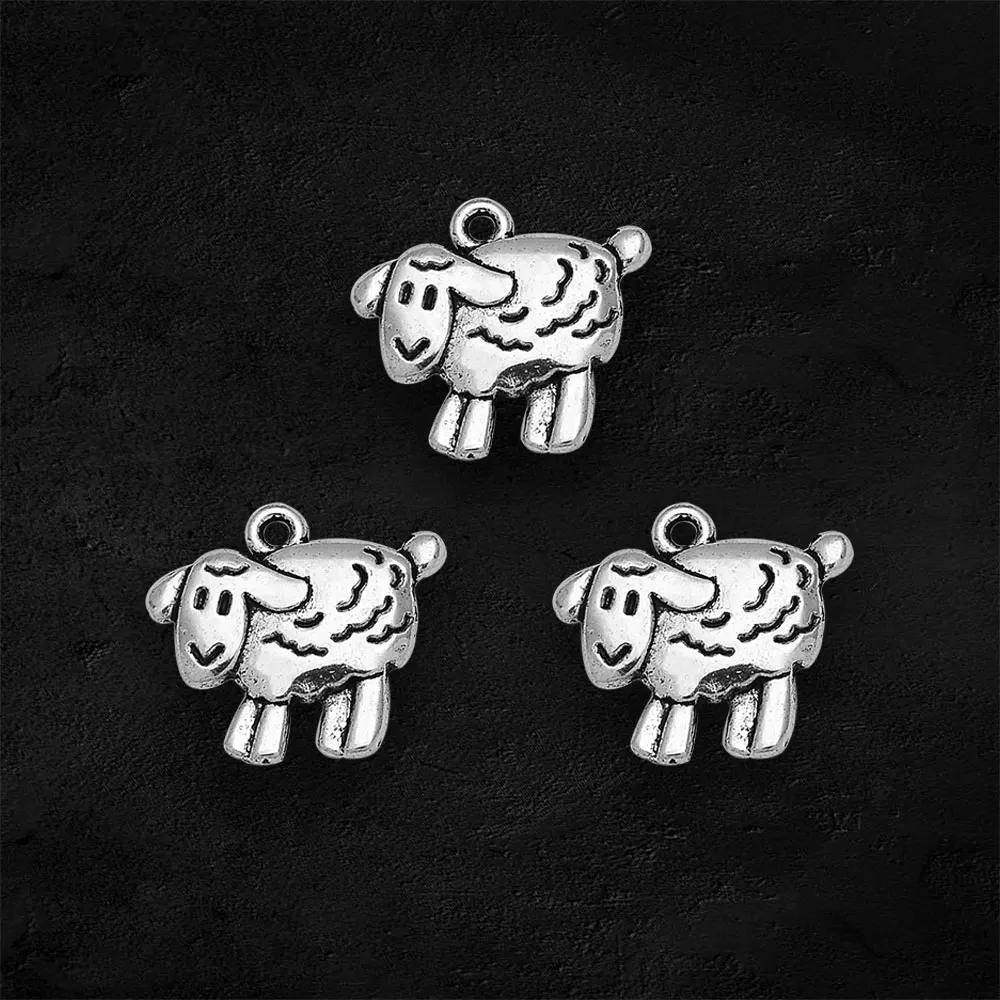 Antique Silver Plated Sheep Goat Animals Charms Jesus Pendants Diy Jewelry Making Supplies Bulk Wholesale Items Small Business