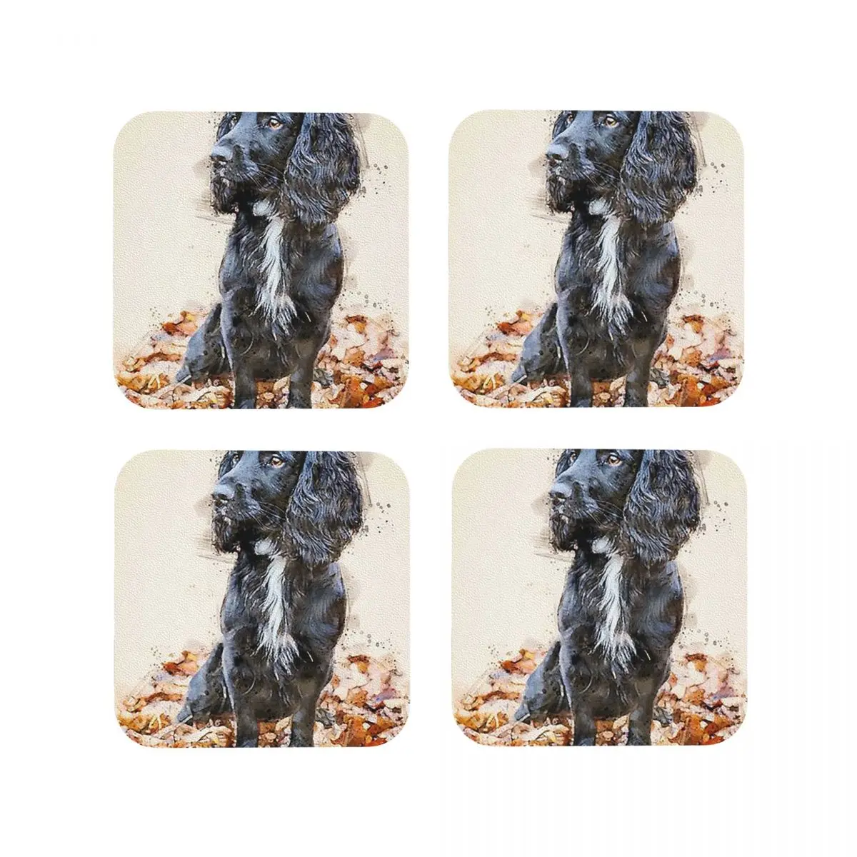 Autumnal Spaniel Coasters Kitchen Placemats Non-slip Insulation Cup Coffee Mats For Decor Home Tableware Pads Set of 4