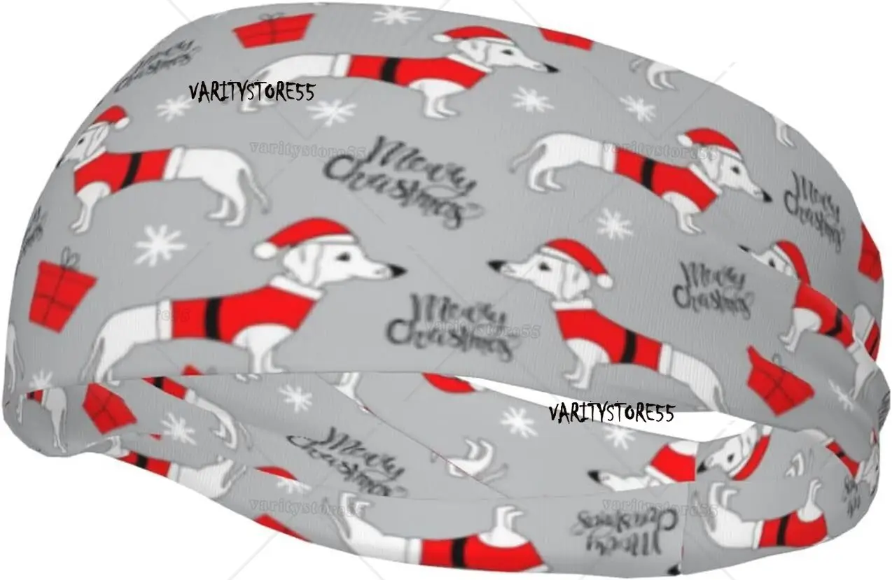 

Headband for Women Mens Christmas Dachshund Dog Running Sweatband Soft Sweatband for Baseball