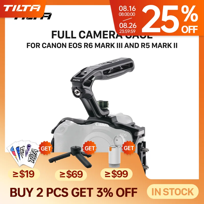 TILTA R6 Mark III Kamerakäfig für Canon EOS R6 Mark III / R5 Mark II mit Kabelklemme, Xeno-Topgriff, Cold Shoe Mount und Arca-Basis