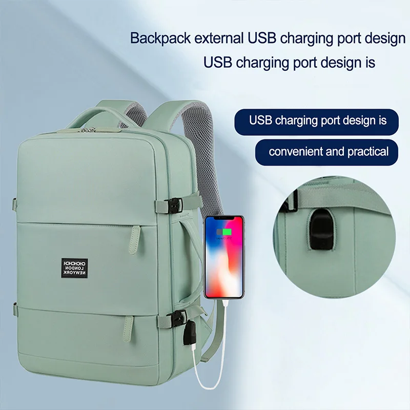 Aviation backpack 180 open gray nylon cabin backpack 46x32x15 multifunctional USB charging computer bag