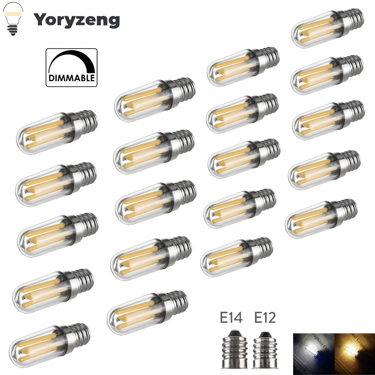 20Pcs Dimmable LED Fridge Light Bulbs 1W/4W E14/E12 Screw 110V-220V 3000K 6000K Cold Warm White Filament for Refrigerator  Lamps