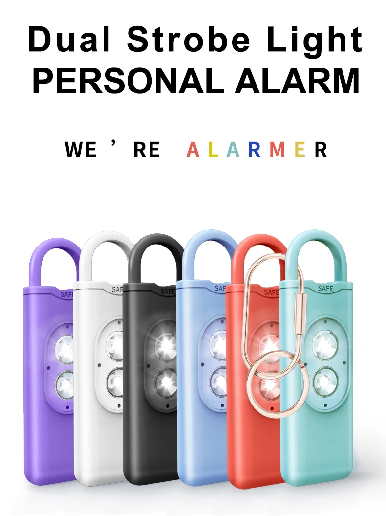 2PCS Portable 130db Rechargeable Personal Alarm Keychain For Women's Self Defence And Personal Safety