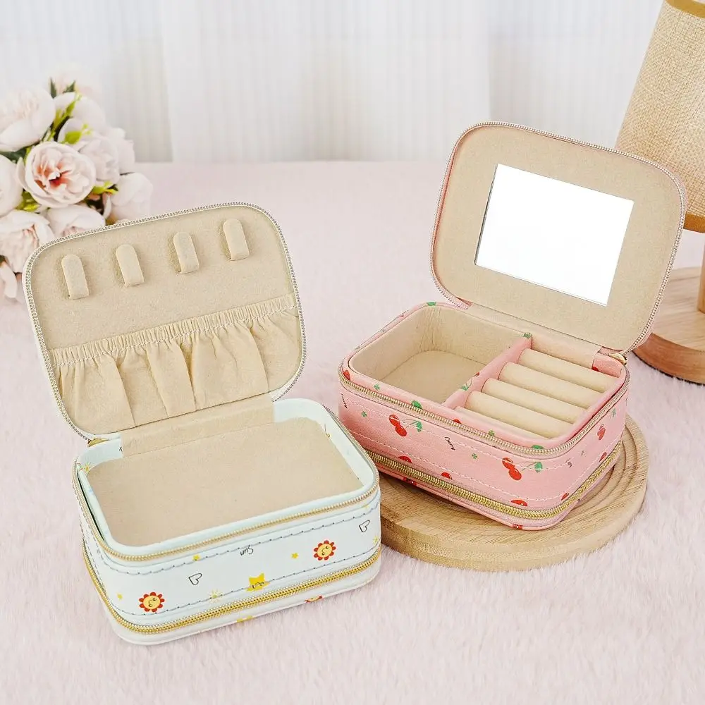 

Сумка для упаковки ювелирных изделий с вишневым цветком, кольца, ожерелье, большая емкость, чехол для хранения сережек, органайзер из искусственной кожи