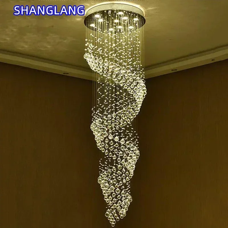 Modern Crystal Chandelier for Spiral Interior Design Ladder Luxury Corridor LED Pendant Lights Room Home Decoration Accessories