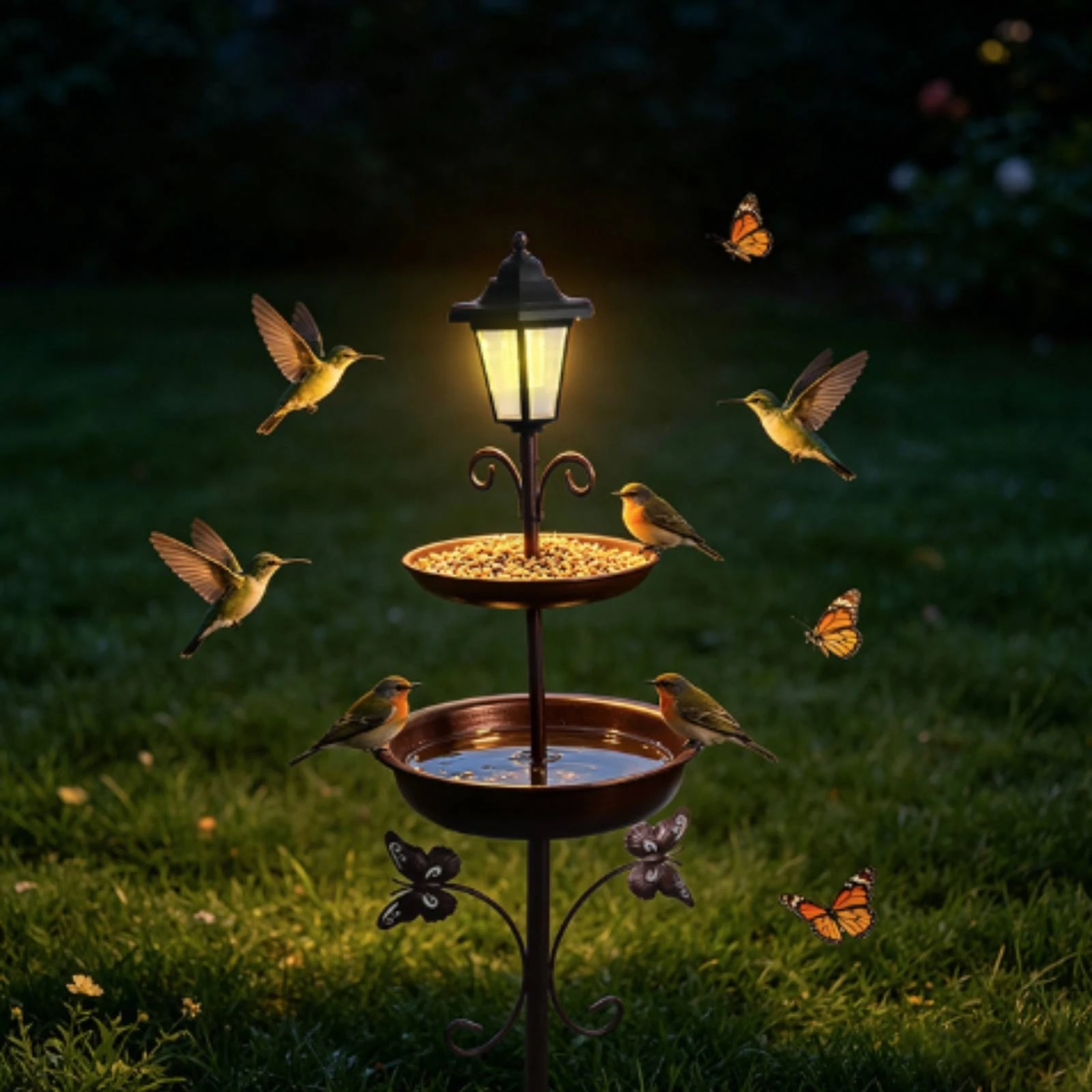 Bird Feeder with Bird Bath Tall for Gardeners, Yard, Lawn