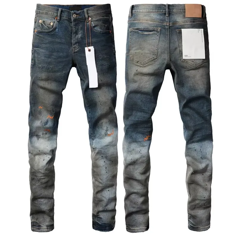 Top Quality Brand Men Jeans High Street Paint Used Repair Low Rise Skinny Denim Pants