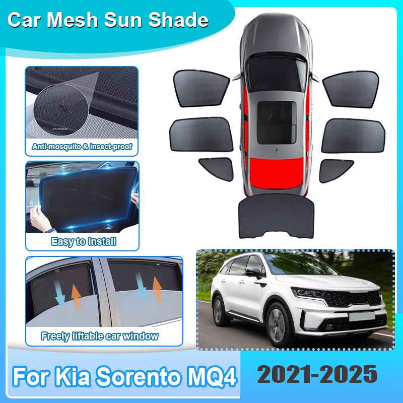 

Солнцезащитная сетка для автомобиля Kia Sorento MQ4 2021-2025: шторки, теплоизоляция, защита от УФ-лучей, аксессуары для авто