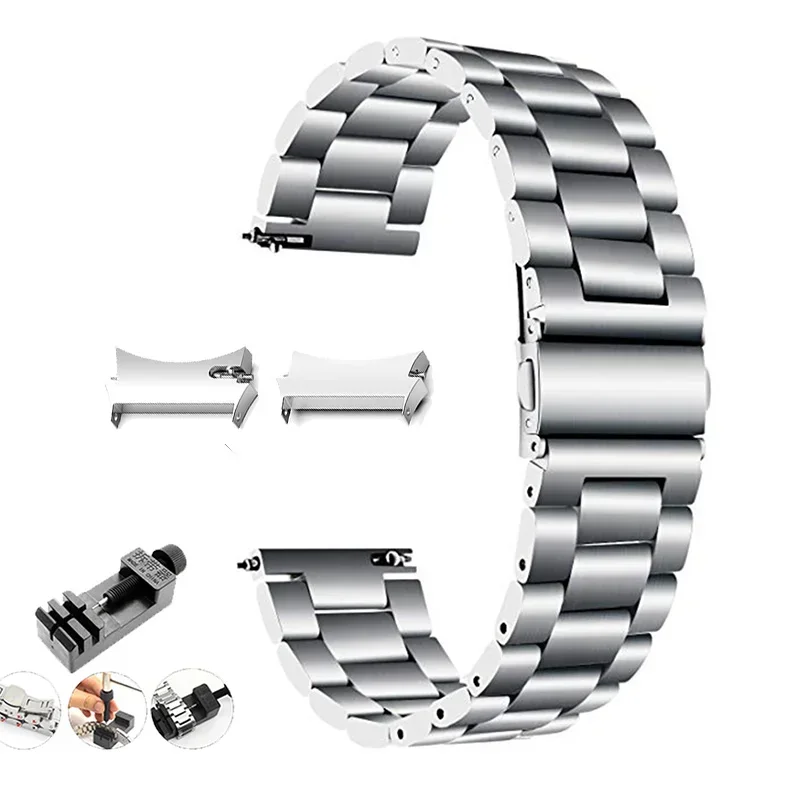 Ремешок из нержавеющей стали без зазоров для Samsung Galaxy Watch7 6 4 Classic, 46 мм, 47 мм/Watch4 5 pro, 44 мм, 40 мм, ремешок с изогнутым концом, браслет