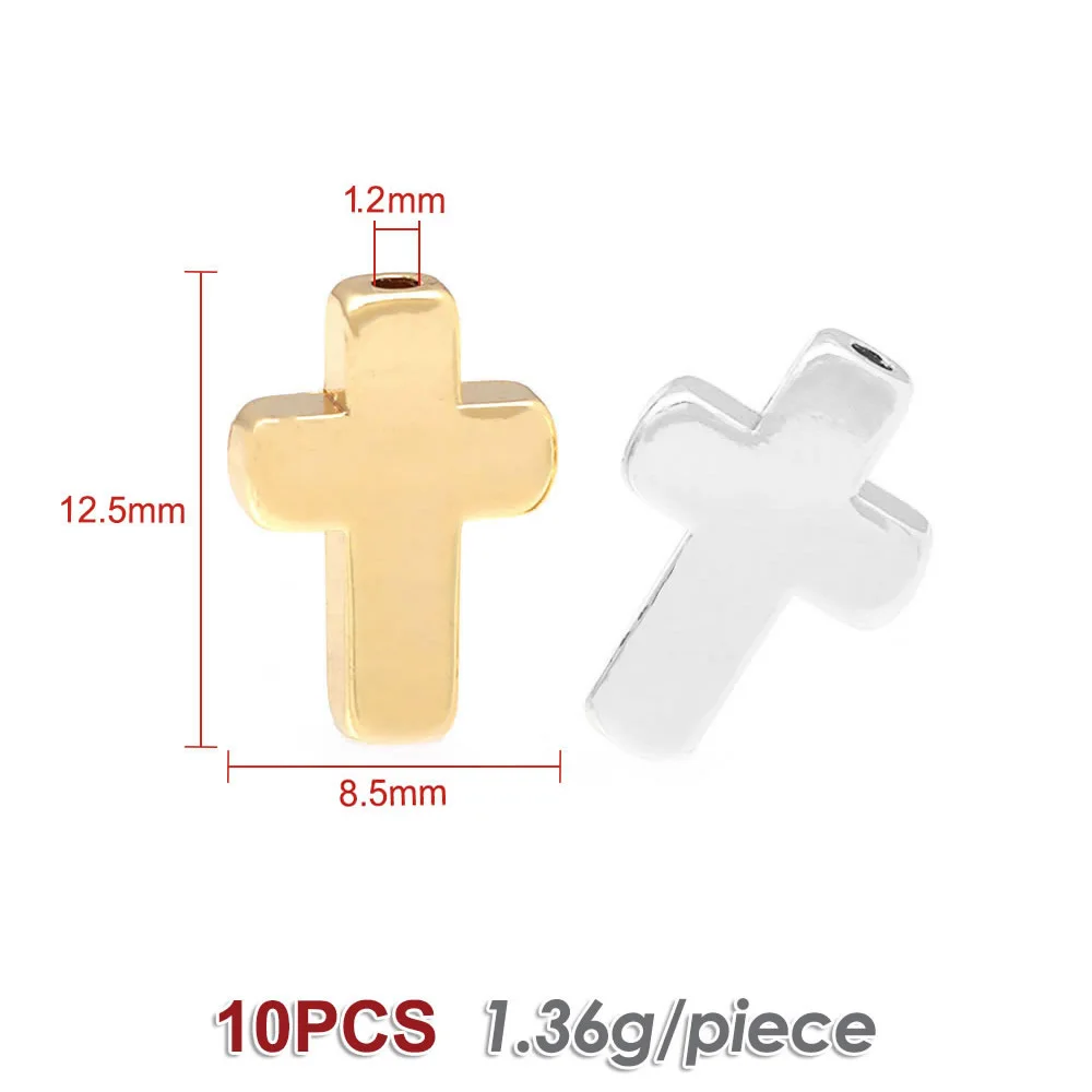 10PCS 18K Gold Color Brass Cross Bracelets Beads Spacer Beads High Quality Jewelry Accessories Making Rosediy official-website