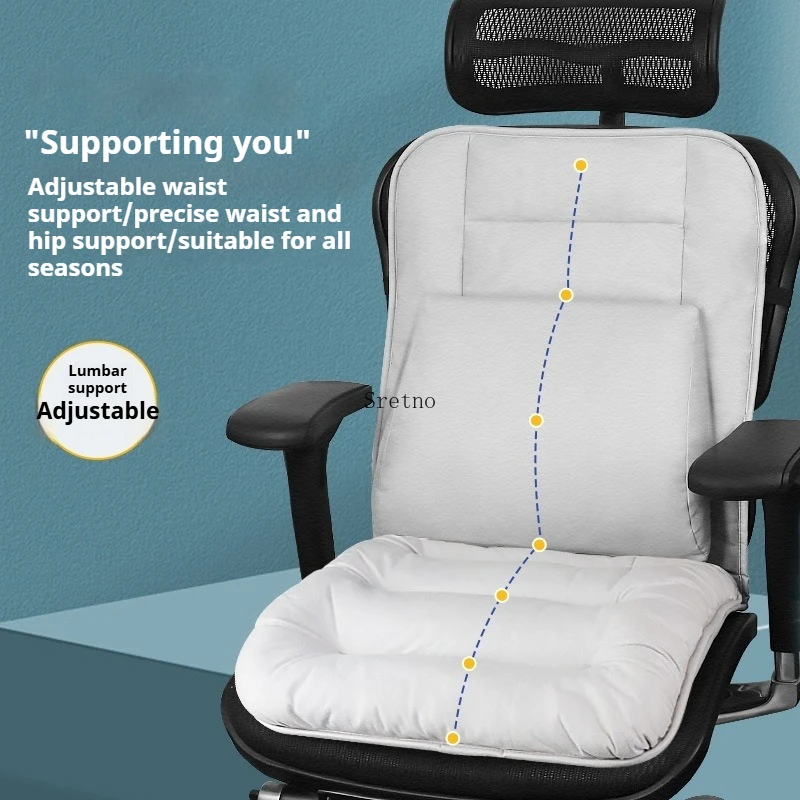 Sretno Sedentary Lumbar Support Cushion Orthostatic Seat Cushion Back Integrated Waist Pillow Throw Pillows Chair Seat Cushions - Image 2
