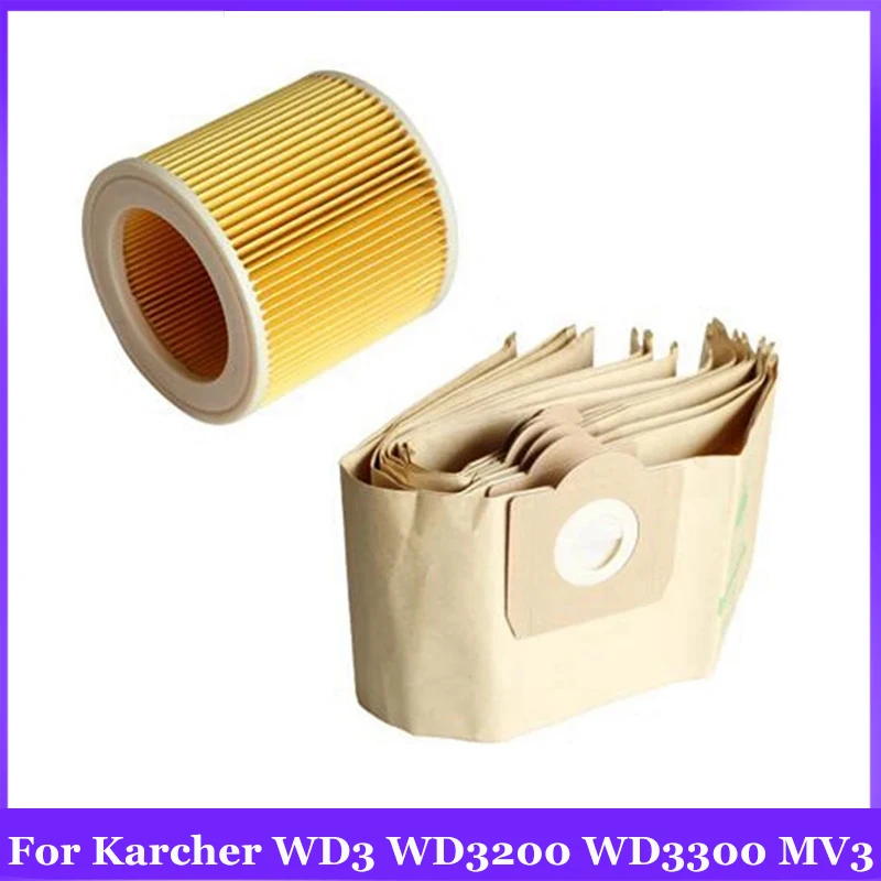 Dust Filter Bag for Karcher WD3 WD3200 WD3300 MV3 Vacuum Cleaner Spare Parts Replacement Hepa Filters Dust Bags Accessories