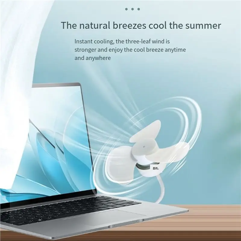 【VALUE MONEY】2X USB Fan DC5V Ceiling Fan 360 Degree Adjustment Low Noise Electric Fan Indoor Cooling Fan For Notebook