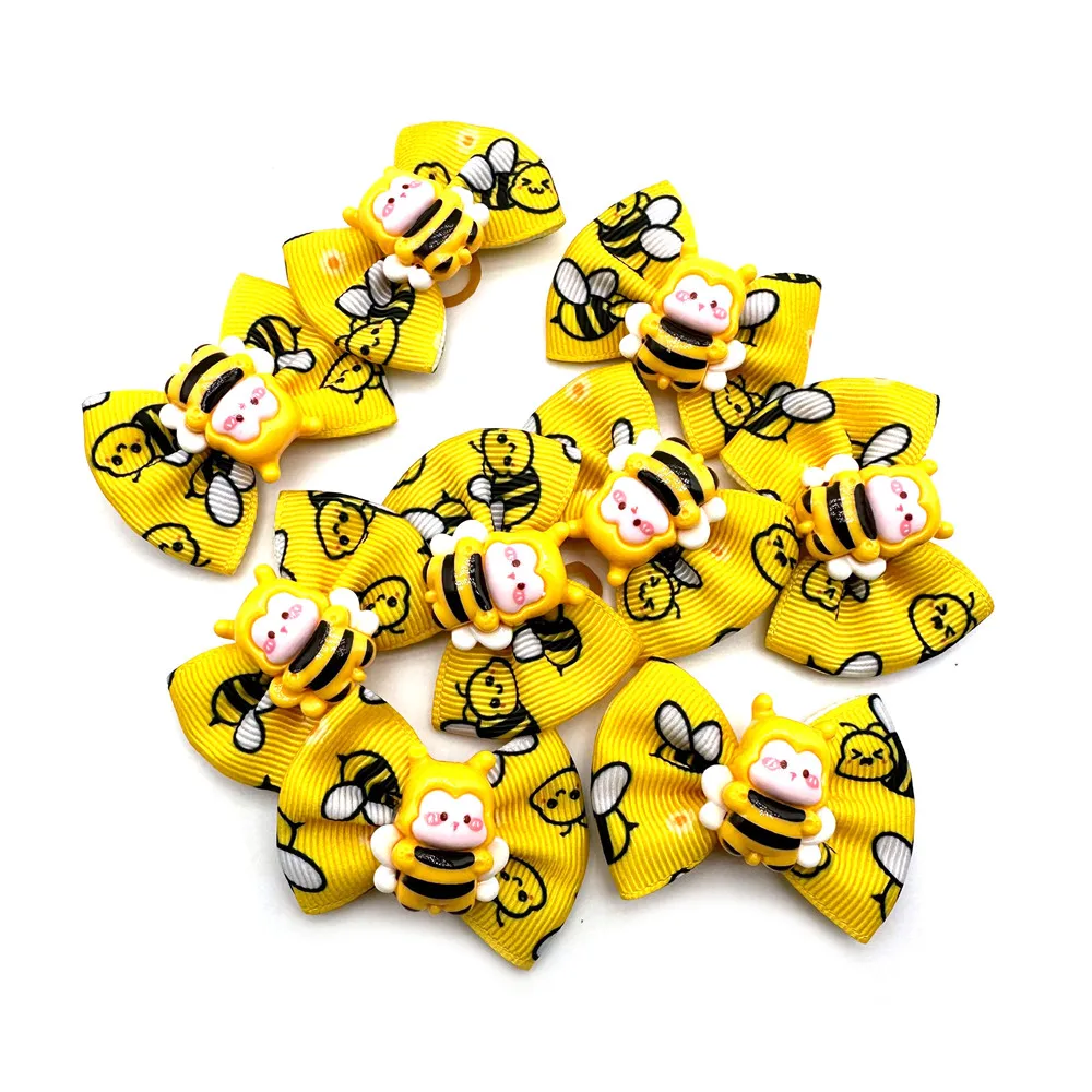 50pcs Bee Style Dog Bows Pet Supplies Small Dogs Hair Accessories Flowers Style Dog Hair Bows for Girl Boy Dog Accessories