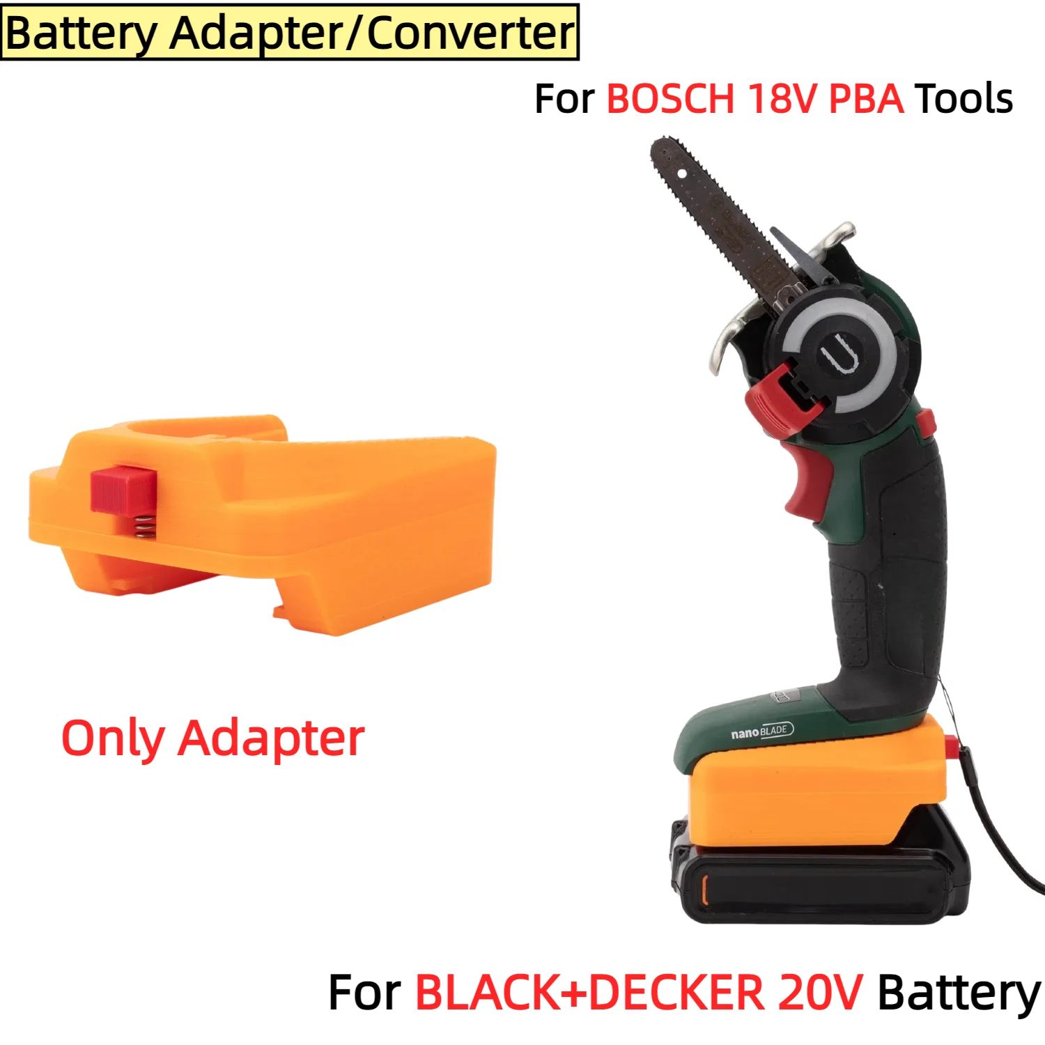Battery Adapter/Converter for BLACK+DECKER 20V Li-ion Battery TO BOSCH 18V PBA Cordless Power Tools Accessory(Only Adapter)