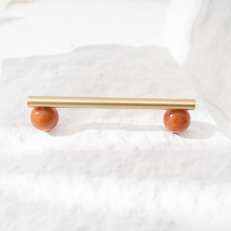 Nordic Art Handle/Natural Marble+Brass Furniture Handles Home Handshake Dresser Cupboard Cabinet Drawer Kitchen Accessories