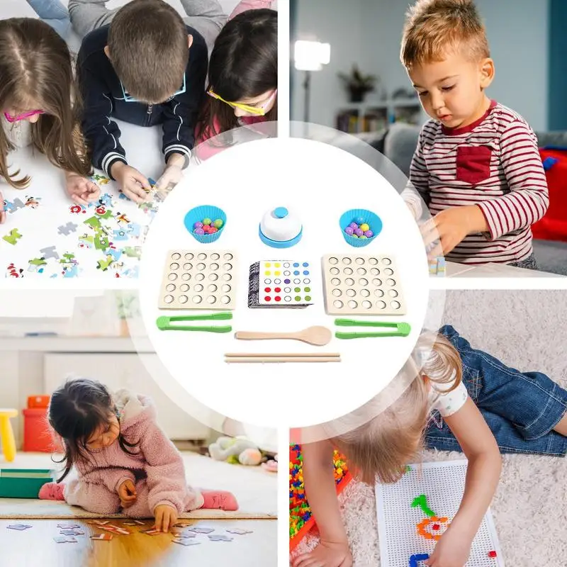 Perline Conteggio Gioco di abbinamento Ordinamento dei colori in legno Giocattolo di conteggio per bambini Riconoscimento dei colori Apprendimento Montessori Giocattoli per la casa