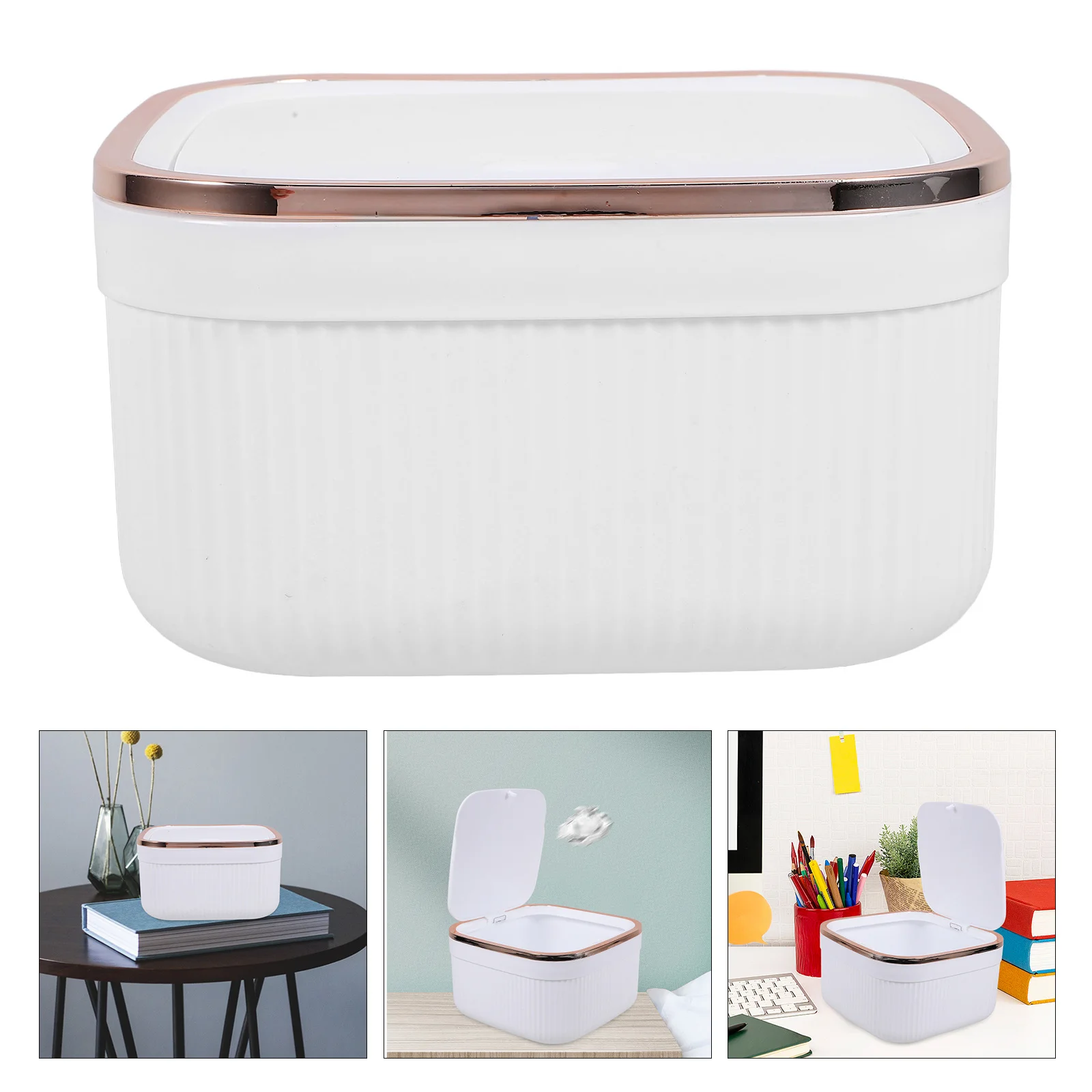 

Small Trash Can for Desk Press Lid Design Mini Rubbish Bin Space Saving Desktop Garbage Holder for Office Study Room Home Use