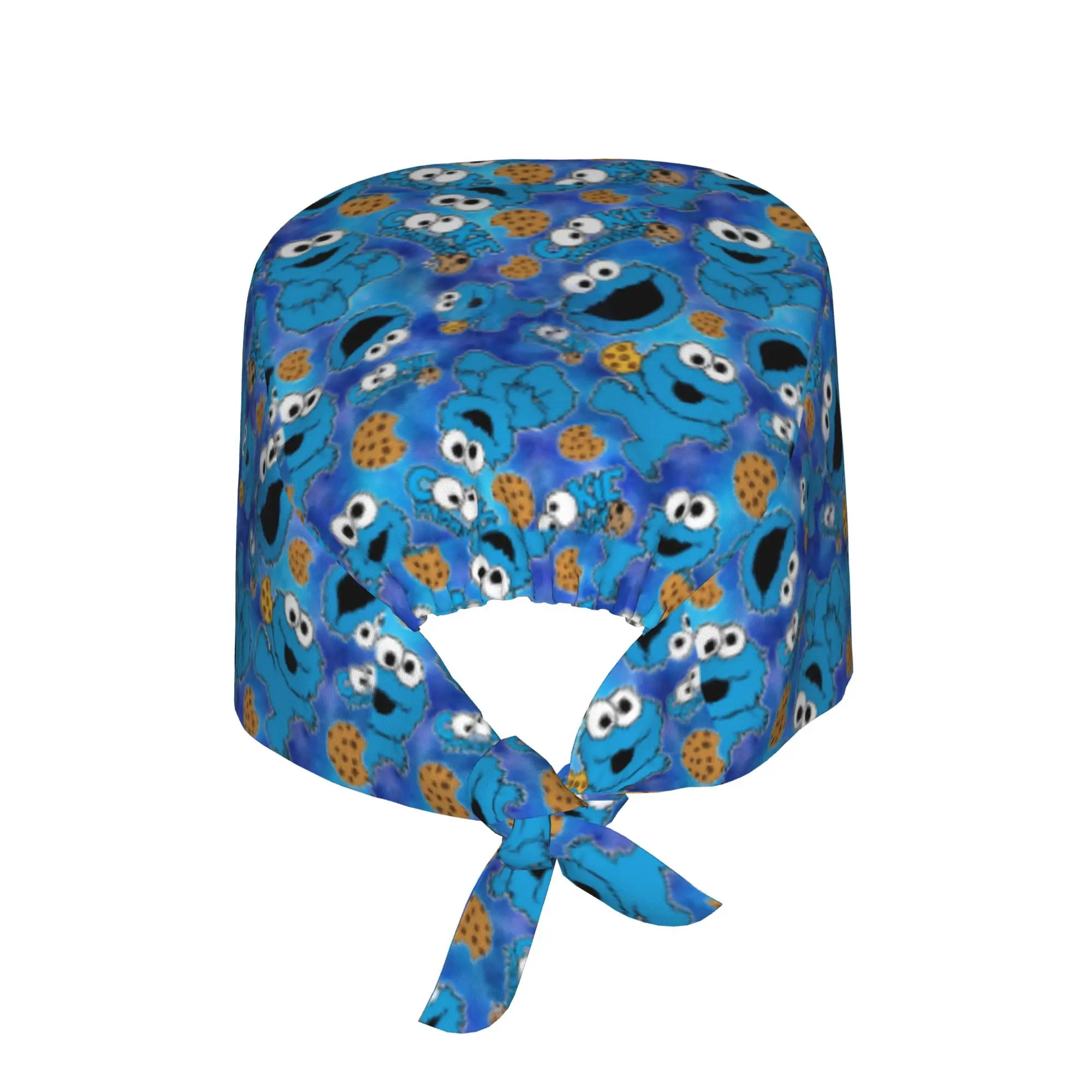 Cookie Monster Anime Nursing Work Cap Surgical Scrub Caps Nurse Medical Cap Elmo Cartoon Work Scrubs Hat for Hospital Pharmacy