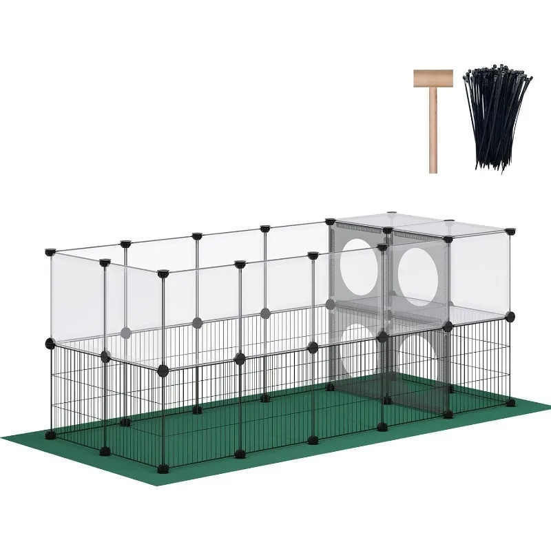 

Small Animal Playpen with Oxford Mat, 24 inches Height, Pet Exercise Fence, Home Protector, Iron Mesh and Plastic Combination