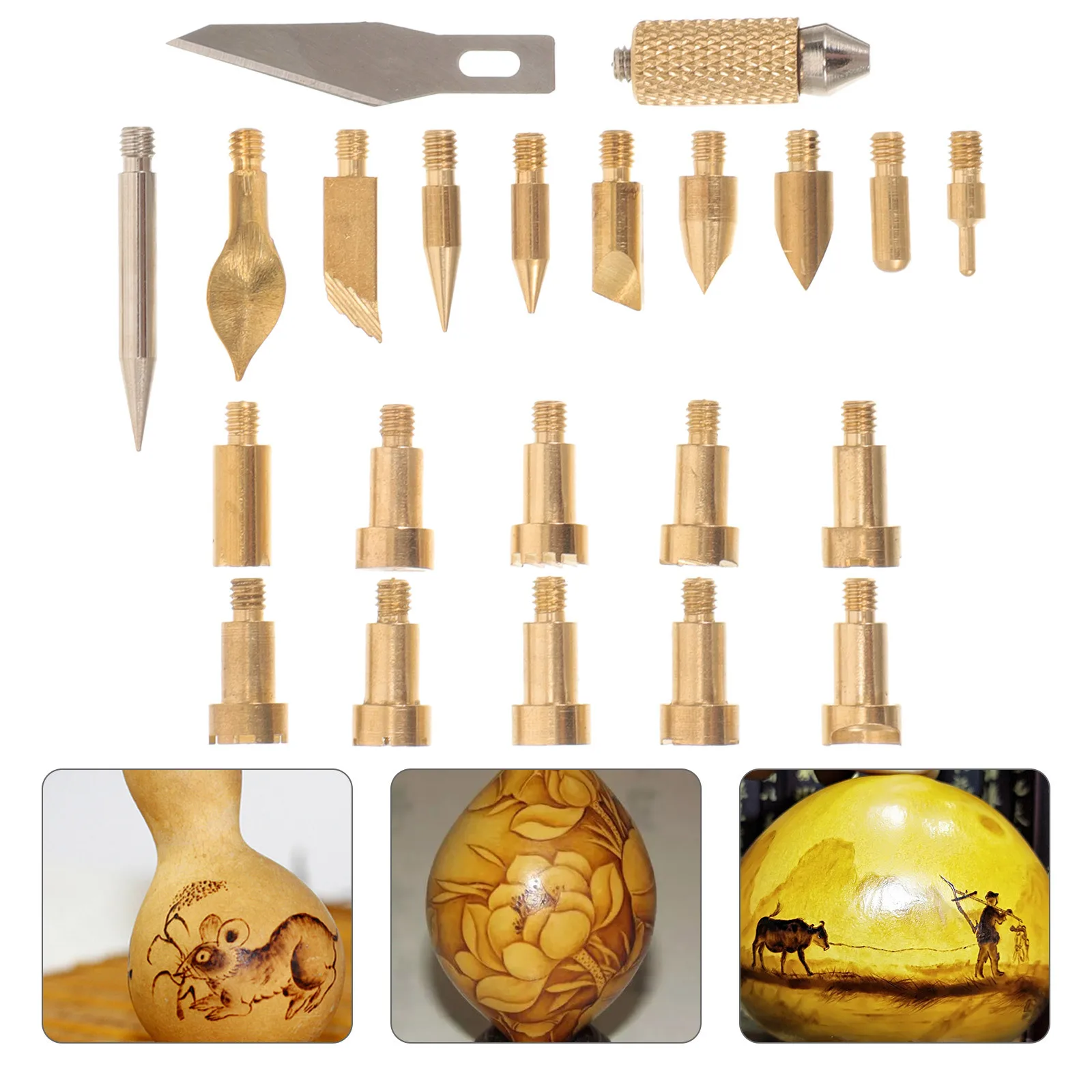 Embouts de brûleur à bois en métal, ensemble de remplacement pour stylo pyrogravure, outil de combustion du bois, Kit de sculpture, pointe de pyrogravure, 22 pièces