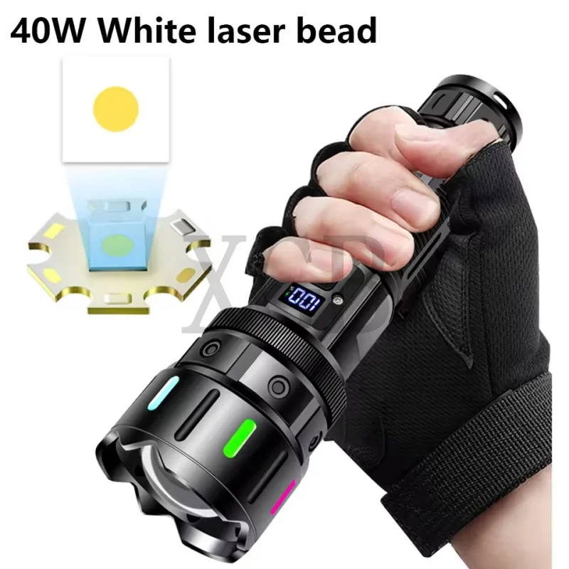 High Power Long Range LED Flashlight Strong Light Lantern USB Rechargeable Tactical Torch Outdoor Waterproof Powerful Zoom Lamp