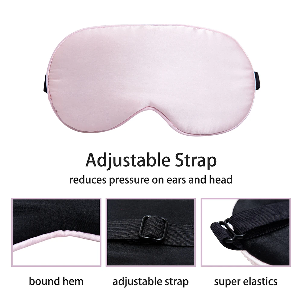 MisShow Slaapoogmasker 100% natuurlijke moerbeizijde Slaapmasker Gladde zachte oogafdekking met elastische verstelbare band Blinddoek
