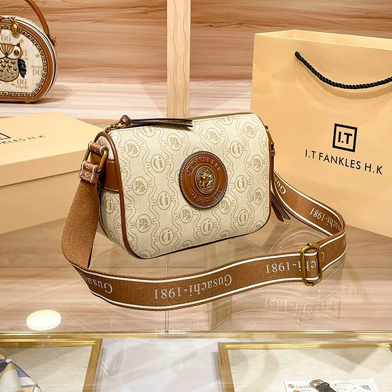 Light Luxury Brand Genuine Leather Women\'s Bag 2023 New Fashion Wide Shoulder Strap Soft Leather One Shoulder Crossbody Dumpling