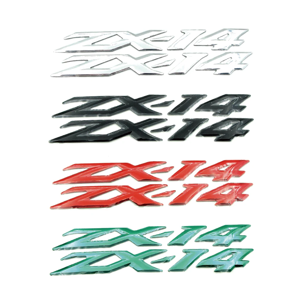 1 Pair Motorcycle 3D Emblem Badge Decals Tank Wheel Soft Plastic Stickers Accessories For Kawasaki Ninja ZX14 ZX14R ZX-14 ZX-14R